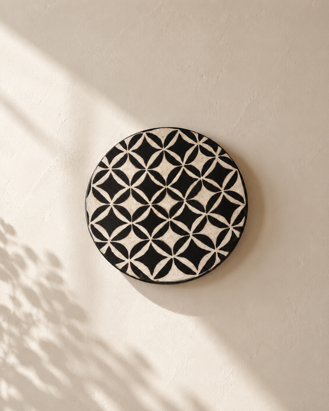 Mopti Living Starlight ceramic wall platter, handmade in Uganda, 14 inch