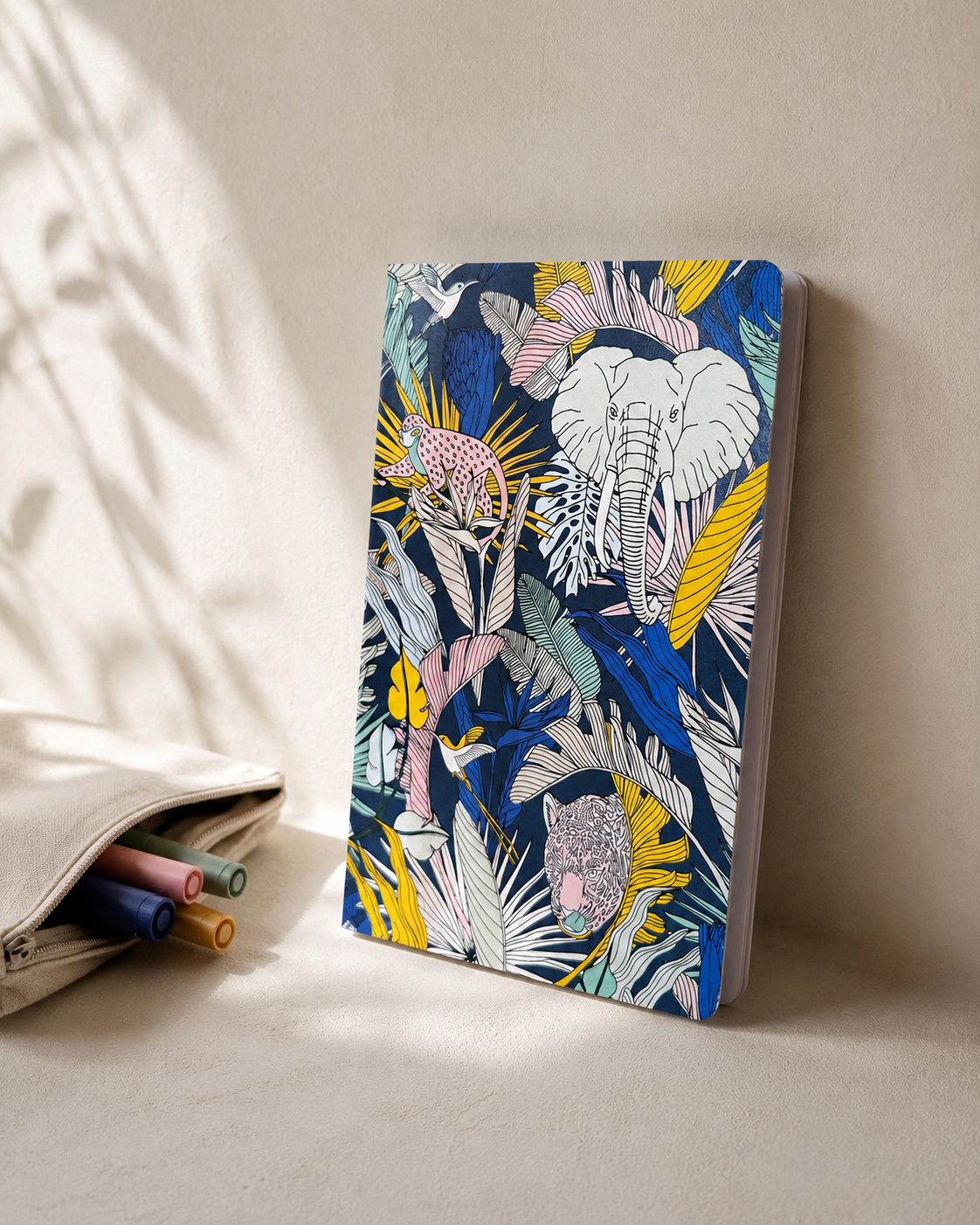 A5 doodle notebook with Animal kingdom illustrated cover – blank pages by Mopti Living
