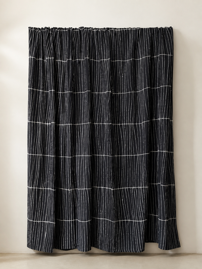 Handmade bogolanfini, black pinstripe mudcloth, Le Ndomo, Ségou Mali