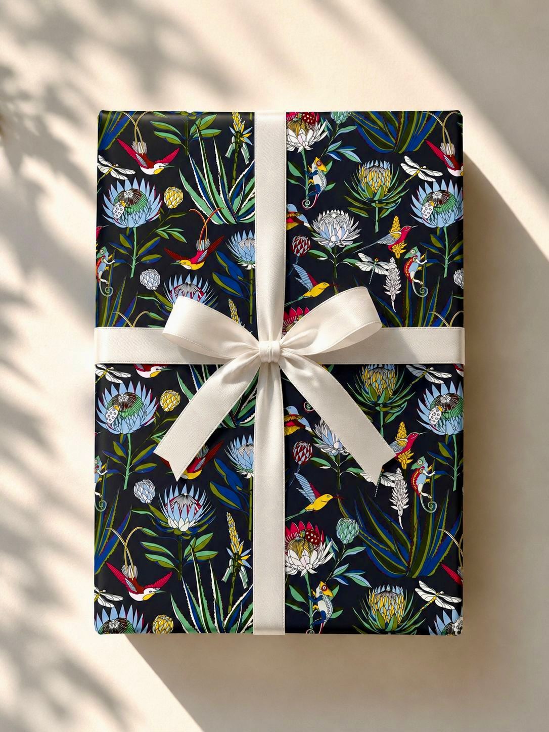 Designer wrapping paper in Inky blue – bold illustrated pattern by Mopti Living
