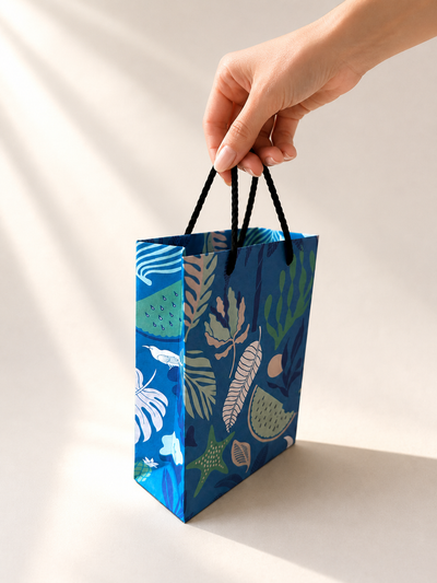 Ocean blue small gift bag available at Mopti Living