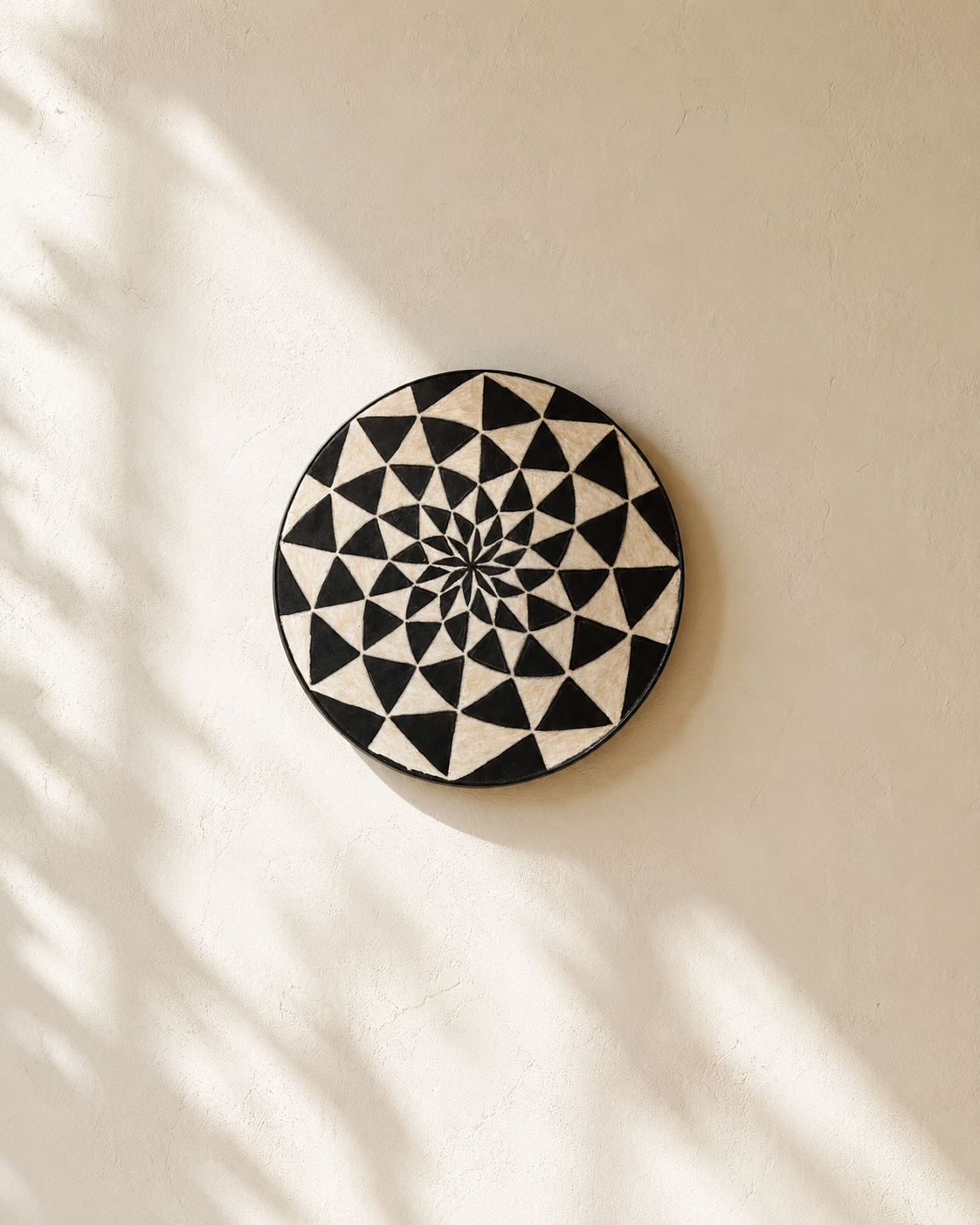 Mopti Living Sharkfin ceramic wall platter, handmade in Uganda, 14 inch
