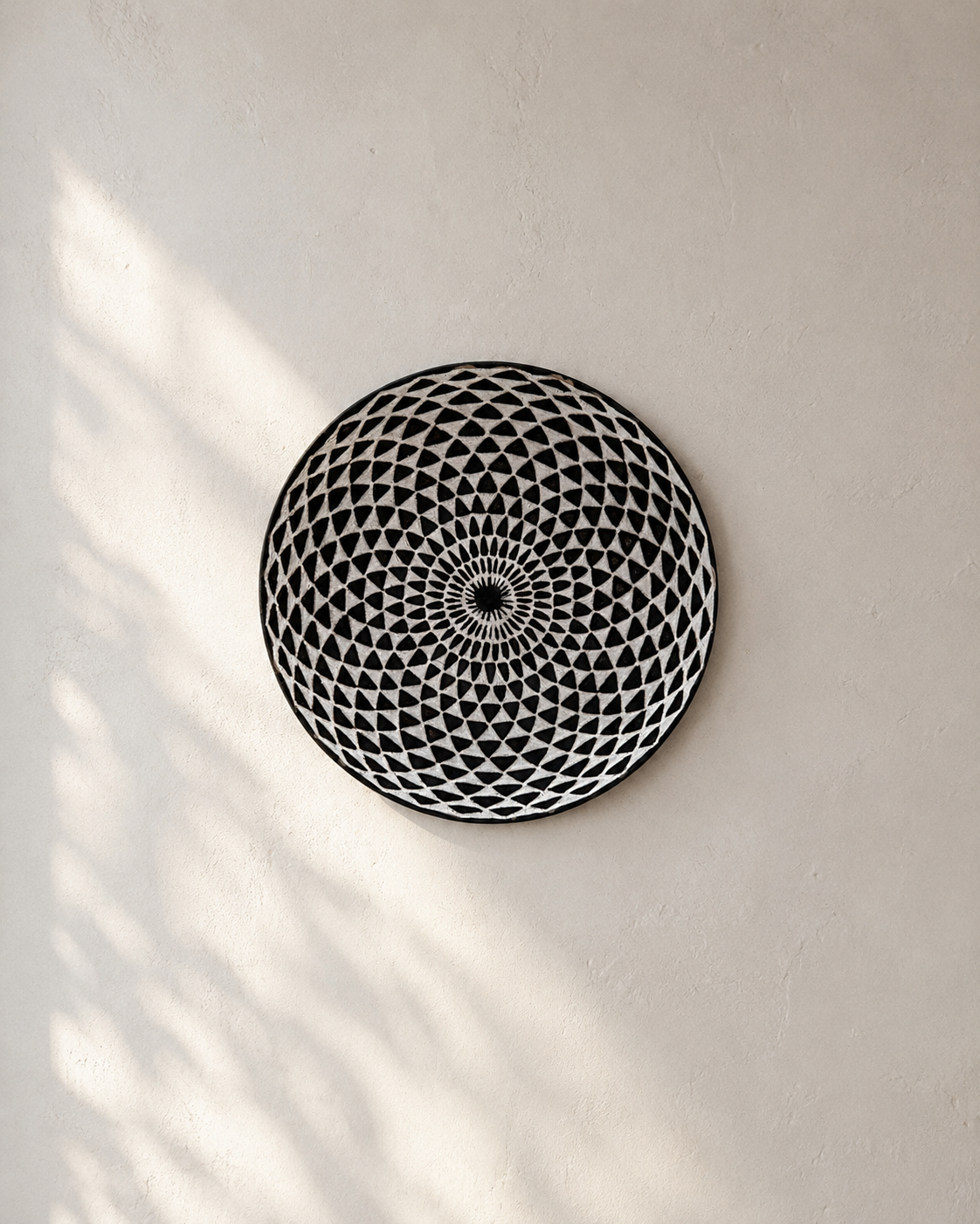 Mopti Living Spearhead ceramic wall platter, handmade in Uganda, 14 inch