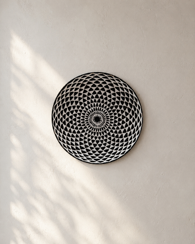 Mopti Living Spearhead ceramic wall platter, handmade in Uganda, 14 inch