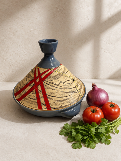 Hand-painted ceramic tagine in blue – Mopti Living