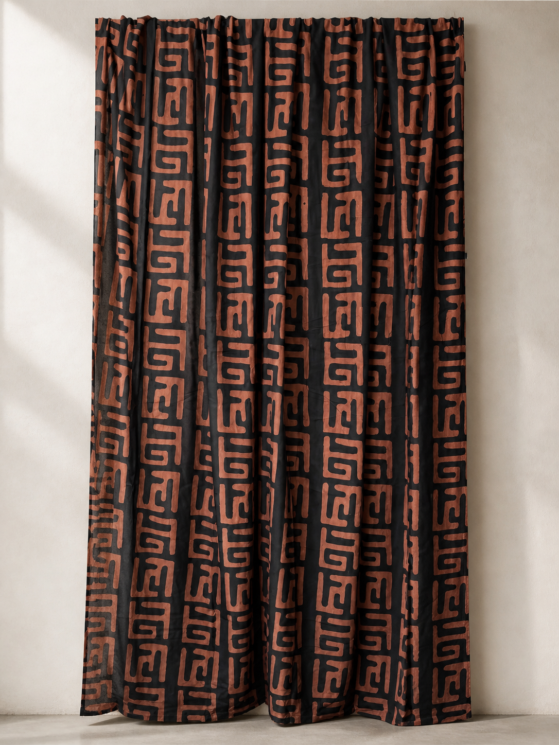 Traditional mudcloth wall hanging, brown kuba pattern, natural dye, Mali