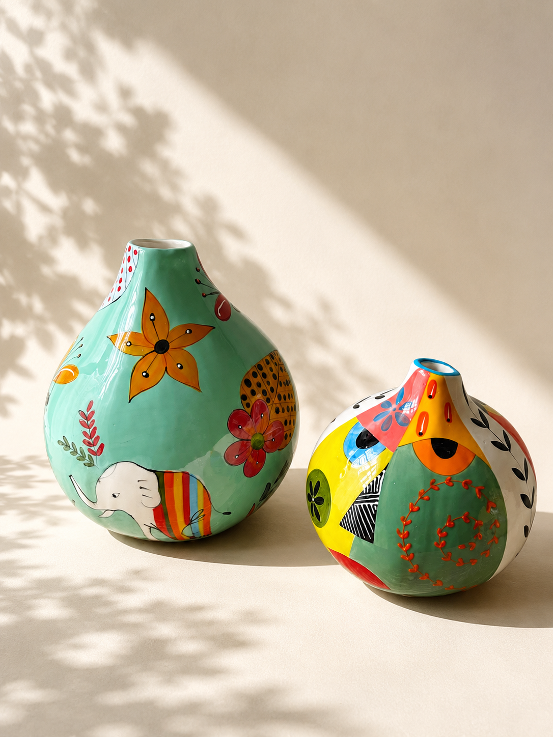 Set of 2 handmade ceramic calabashes - large and medium. Shop at Mopti Living.