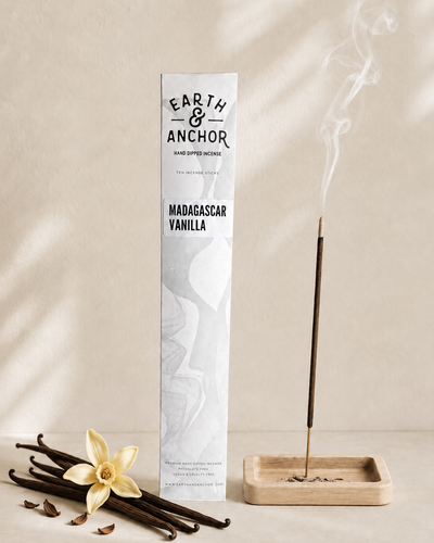 Earth & Anchor hand-dipped incense sticks in Madagascar Vanilla – pack of 10 | Mopti Living