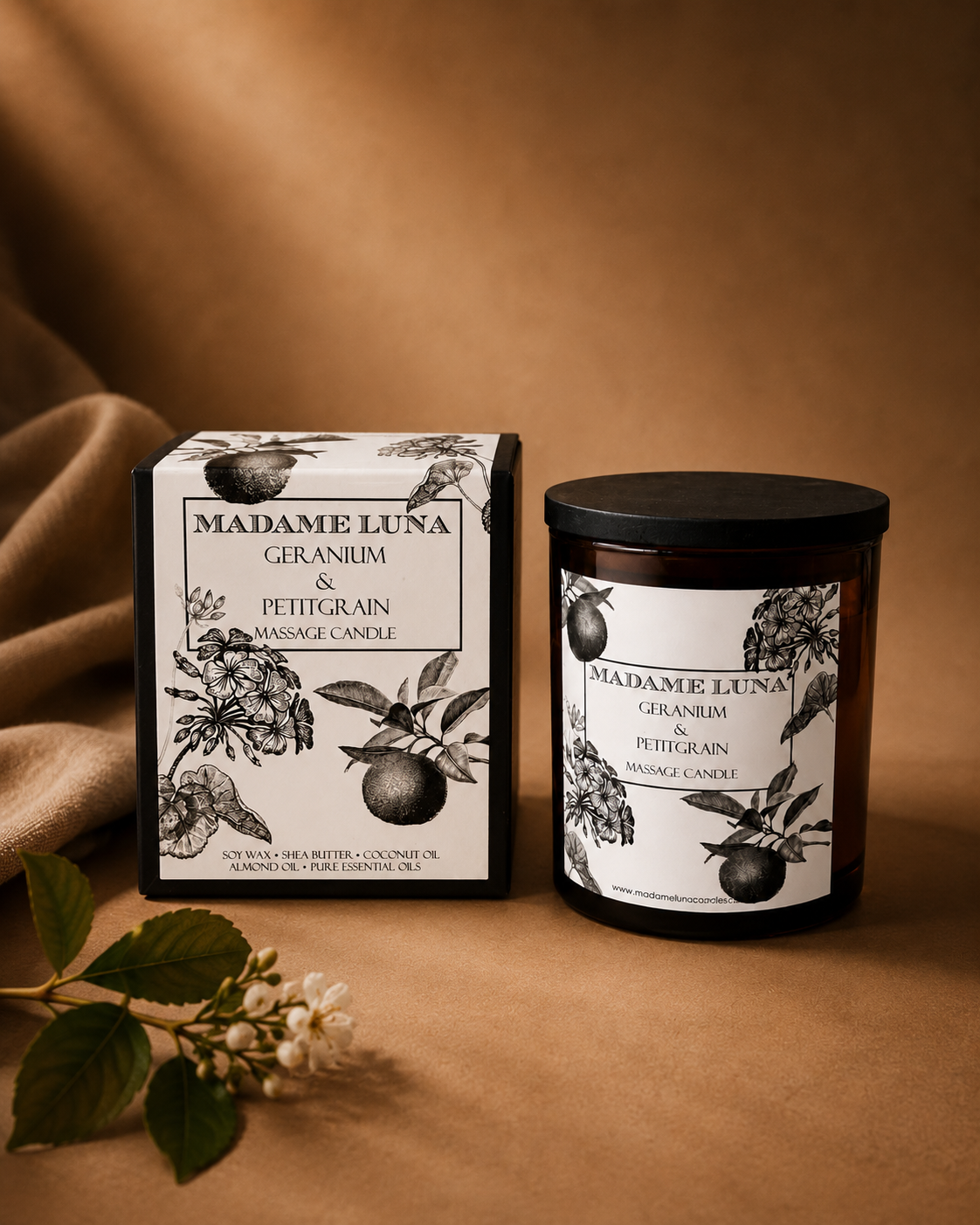 Mopti Living massage candle with gift box packaging