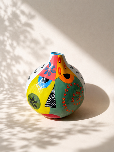 Hand-Painted Calabash Vessel