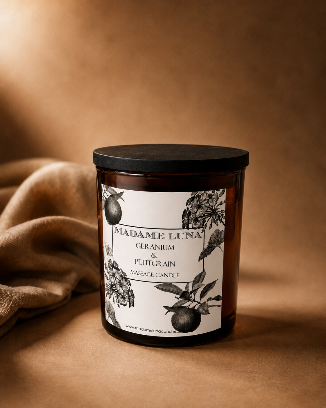 Mopti Living scented massage candle in glass vessel
