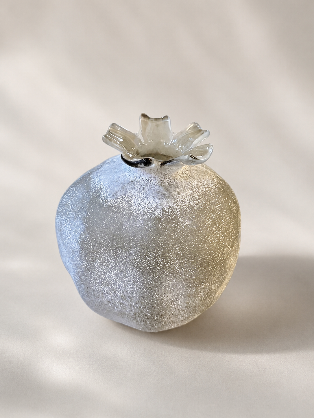 Mopti Living Pomegranate glass vase small, handmade textured glass, H14cm