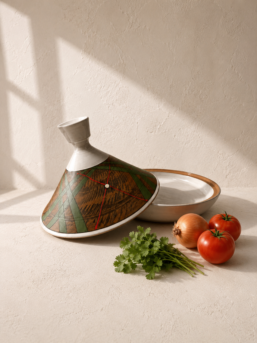 Hand-painted ceramic tagine in green – Mopti Living
