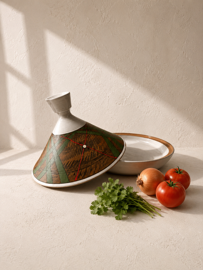Hand-painted ceramic tagine in green – Mopti Living